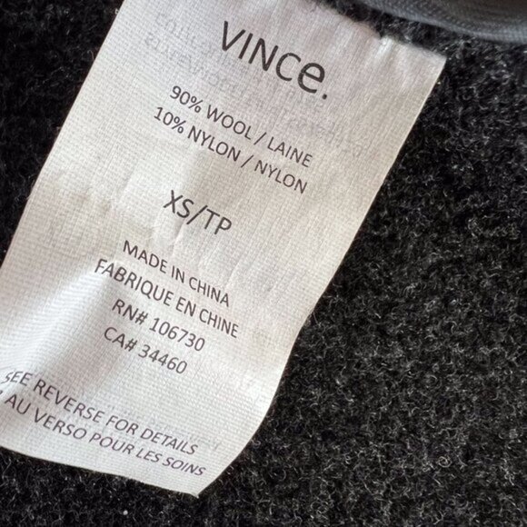 Vince Asymmetrical Draped Two-Tone Wool Coat | Charcoal Heather Grey Extra Small - Picture 13 of 16